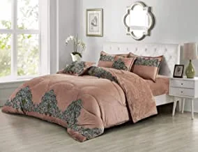 Cozy And Warm Winter Velvet Fur Comforter Set, Single Size (160 X 210 Cm) 4 Pcs Soft Bedding Set, Antique Vintage Floral Printed Patterns, MLCm-1, Red