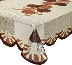 Kuber Industries Floral Cotton 4 Seater Centre Table Cover - Brown (Ctktc01160) Standard