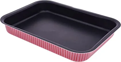 Bister Roaster Nonstick Pan (35X25Cm) | Made Of High-Quality | Nonstick With Flat Bottom Suitable For Induction Cooker Halogon Oven And Gas Stove | Black & Red
