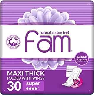Fam Sanitary Pads Maxi Folded With Wings Super 30 Pads
