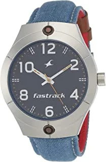 Fastrack Black Dial Blue Denim Strap Watch