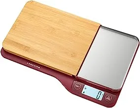 Lawazim Kitchen Scale With Removable Chopping Board - Red Cutting Boards for Kitchen Electronic Food Kitchen, Baking, Cooking and Liquid Scale, Diet, RED, Large, 50002