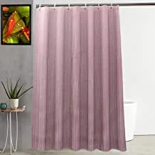 Kuber Industries Self Lining Design 7 Feet Shower Curtain with 8 Hooks (Pink)