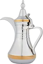 دلة السيف العربية للقهوة العربية ستانلس ستيل الحجم: 1.4 لتر ، اللون: كروم / ذهبي
