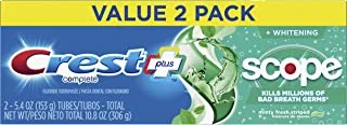 Crest Toothpaste 5.4 Ounce Plus Scope Value Pk 2 Minty Fresh (Pack of 2)