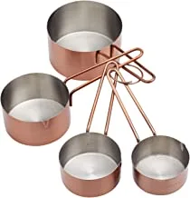 Kitchencraft Masterclass Stainless Steel, Copper Effect Measuring Cups, Set of Four, Tagged, Silver/Brown