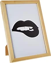 Lowha Blakc Lips Wall Art With Pan Wood Framed Ready To Hang For Home, Bed Room, Office Living Room Home Decor Hand Made Wooden Color 23 X 33Cm By Lowha