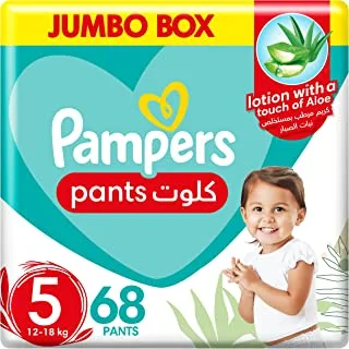 Pampers Aloe Vera, Size 5, Junior, 12-18kg, Jumbo Pack, 68 Pants Diapers