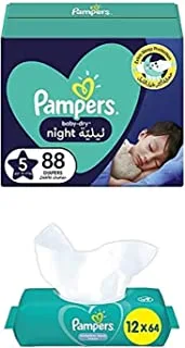 Pampers Baby-Dry Night, Size 5, 176 Diapers + 768 Complete Clean Wet Wipes
