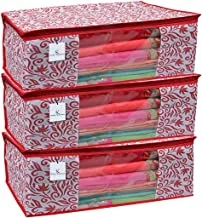 Kuber Industries 3 Piece Non Woven Clothes Organizer Set, Red,7 Inches Height