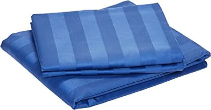 Hotel Wide Stripe 3Pcs Bed Sheet Set,300Tc Cotton, King Size, Dark Sky Blue