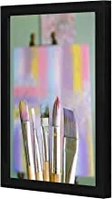 LOWHA Shallow Focus Photo of Paint Brushes إطار خشبي فني للحائط لون أسود 23x33 سم من LOWHA