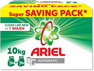 Ariel Laundry Powder Detergent with Dual Enzyme Technology, Original Scent, Suitable for Automatic Machines, 10 Kg