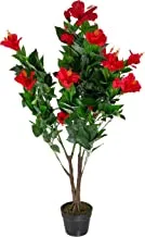 Artificial flowering tree 110 cm tall red flower -HIBISCUS