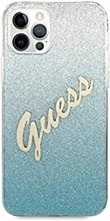 جراب Guess PC / TPU Script Glitter لهاتف iPhone 12 Pro Max (6.7 بوصة) - أزرق متدرج