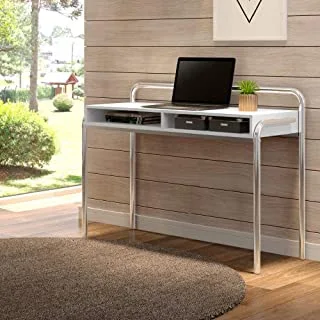 Carraro Home Office Desk, 128021102, White Mdf With Chromed Feet