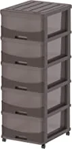 Cosmoplast Cedargrain 5 Tiers Storage Cabinet With Drawers and Wheels