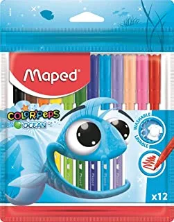 Maped 12-Piece Color Peps Ocean Felt Tip Coloring Pen Set Red/Blue/Green 12pack 845720