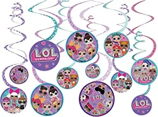 amscan LOL Surprise Hanging Swirl Decorations- 12 pcs, Pink/Purple/Multicolor, One Size