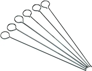 KitchenCraft Stainless Steel Flat Sided Skewers 20cm, Pack of Six, Carded