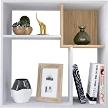 Artely Lift Bookcase, 4 Niches, 3 Shelves, Organizer, White With Oak Woody Brown, W 71 X D 30 X H 71 Cm