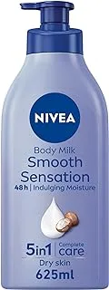 NIVEA Body Lotion Moisturizer for Dry Skin, 48h Moisture Care, Smooth Sensation Body Milk, Shea Butter, 625ml