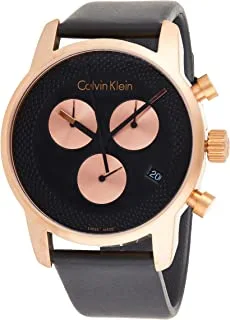 Calvin Klein Mens Quartz Watch, Chronograph Display and Leather Strap