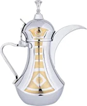 دلة السيف العربية للقهوة العربية ستانلس ستيل الحجم: 1.4 لتر ، اللون: كروم / ذهبي