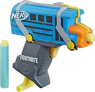 Nerf Microshots Fortnite Micro Battle BUS - Mini Dart-Firing Blaster And 2 Official Nerf Elite Darts - For Youth, Teens, Adults