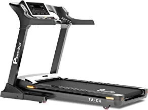 Powermax Fitness Ta-C4 (6Hp Peak) Motorized Treadmill With Free Virtual Assistance, 3 Years Motor Warranty, Commercial & Automatic Incline, Black