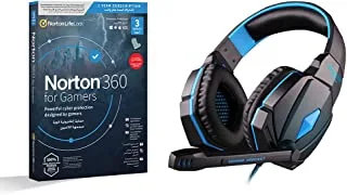 Datazone Stereo Gaming Headset With Microphone For Laptop And Smartphone, 3.5Mm Jack With Volume Control G4000 (Blue), With Norton N360 Gamers 1 User 3 Device., Medium
