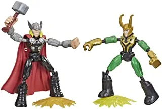 Marvel Avengers Bend و Flex Thor Vs. ألعاب مجسمات الحركة لوكي ، مجسمات مرنة مقاس 6 بوصات ، تتضمن ملحقات 2 ، الأعمار من 4 سنوات وما فوق