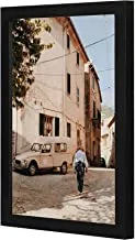 Lowha Man Walking Near Beige Truck Wall Art Wooden Frame Black Color 23X33Cm By Lowha
