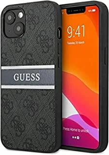 جراب Guess 4G PU من الجلد مع شريط مطبوع لهاتف iPhone 13 (6.1 بوصات) - رمادي