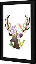 LOWHA roses deer Wall art wooden frame Black color 23x33cm By LOWHA