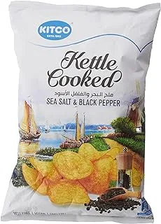 Kitco Kettle Cooked Sea Salt & Black Pepper Potato Chips, 150 G, Beige