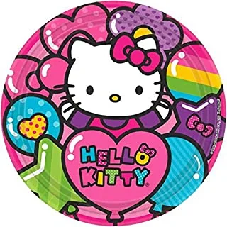 Amscan 551417 Round Plates | Hello Kitty Rainbow Collection | Party Accessory | 8 Pcs