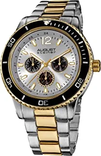 August Steiner Men's Large Face Tachymeter Fashion Watch - Dial with Day of Week, Date, and 24 Hour Subdial on Bracelet