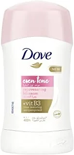 Dove Even Tone Antiperspirant Deodorant Stick, Restores Underarm Skin To Its Natural Tone, Rejuvenating Blossom, For 48H Sweat & Odor Protection, 40G
