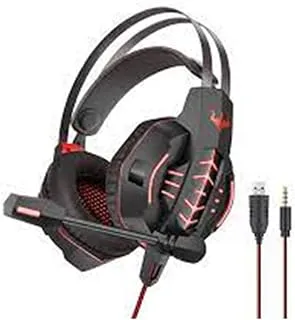 Ovleng Gaming Headset OV-GT63 - USB Gaming Headphone with Surround Sound، Volume Control، Noise Cancelling، Over Ear Headphone، with Mic for PC، PS4، red، Meduim