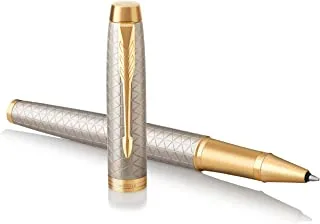 Parker Im Premium Warm Grey Rollerball Pen With Gold Trim| Gift Boxed | 8592, 1931686