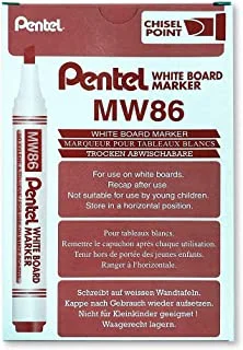 Pentel Mw86 قلم سبورة أبيض بطرف إزميل ، أحمر
