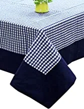 غطاء طاولة سفرة بتصميم مربعات قطن من Kuber Industries مقاس 60 × 90 بوصة (أزرق)