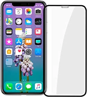 واقي شاشة iPhone X ، [سهل التثبيت] جراب زجاجي مقوى ثلاثي الأبعاد منحني مضاد للفقاعات فائق الدقة واقي شاشة صديق لجهاز Apple iPhone X / XS (5.8 بوصات) أسود