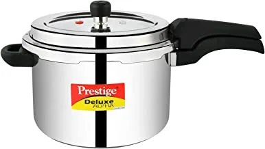 Prestige Deluxe Alpha Svachh Pressure Cooker 6.5 Ltr | Sturdy Handles | Cool Touch Weight | Induction Compatible - Silver