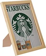 Lowha Starbucks Cups Wall Art With Pan Wood Framed Ready To Hang For Home, Bed Room, Office Living Room Home Decor Hand Made Wooden Color 23 X 33Cm By Lowha, Multicolor