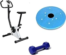 Bicycle Exercise and Slimming from Fitness World, Silver, CF-937A With Rotating Disk for exercising With Fitness World Dumbbell 6 KG