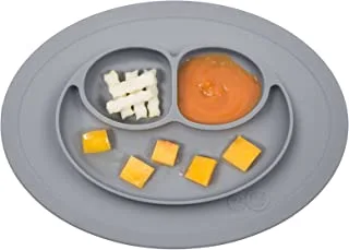 EZPZ Mini Mat Silicone Suction Plate with Built-in Placemat, Gray
