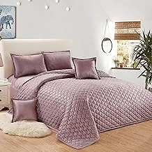 Compressed two-sided velvet comforter set, king size, light purple, 6 piece