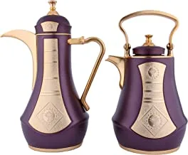 Al Saif Tohamh 2 Pieces Coffee And Tea Vacuum Flask Set Size: 1.0/1.0 Liter Color: Matt Maroon/Matt Gold, K191371/2Mamg